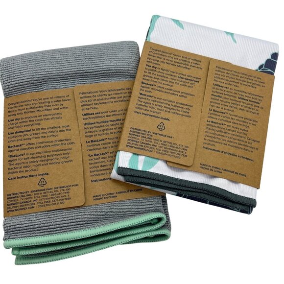 Norwex Basic Package EnviroCloth Teal w/Dark Trim + Window Cloth Leaf New - Picture 2 of 2